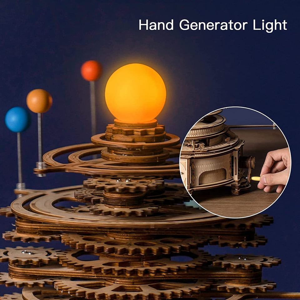 3D Wooden Puzzle Rotatable Mechanical Orrery