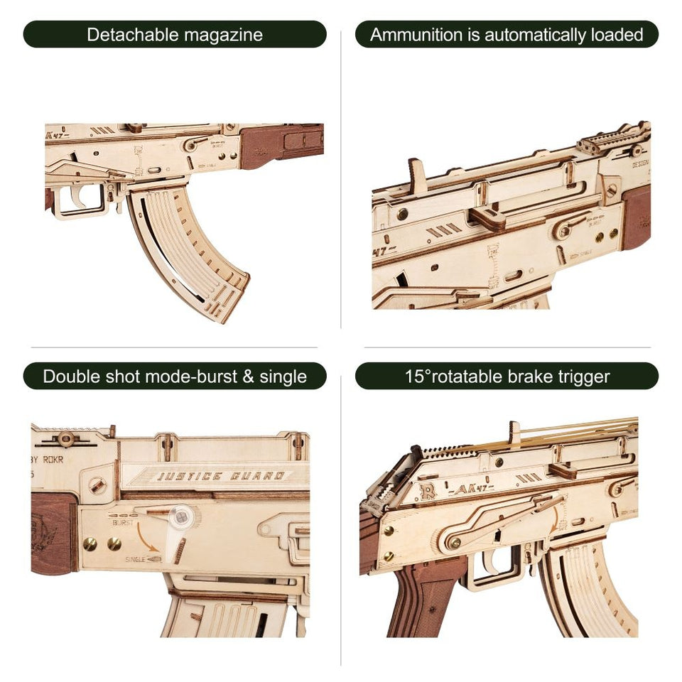 3D Wooden Puzzle Automatic Rifle AK-47