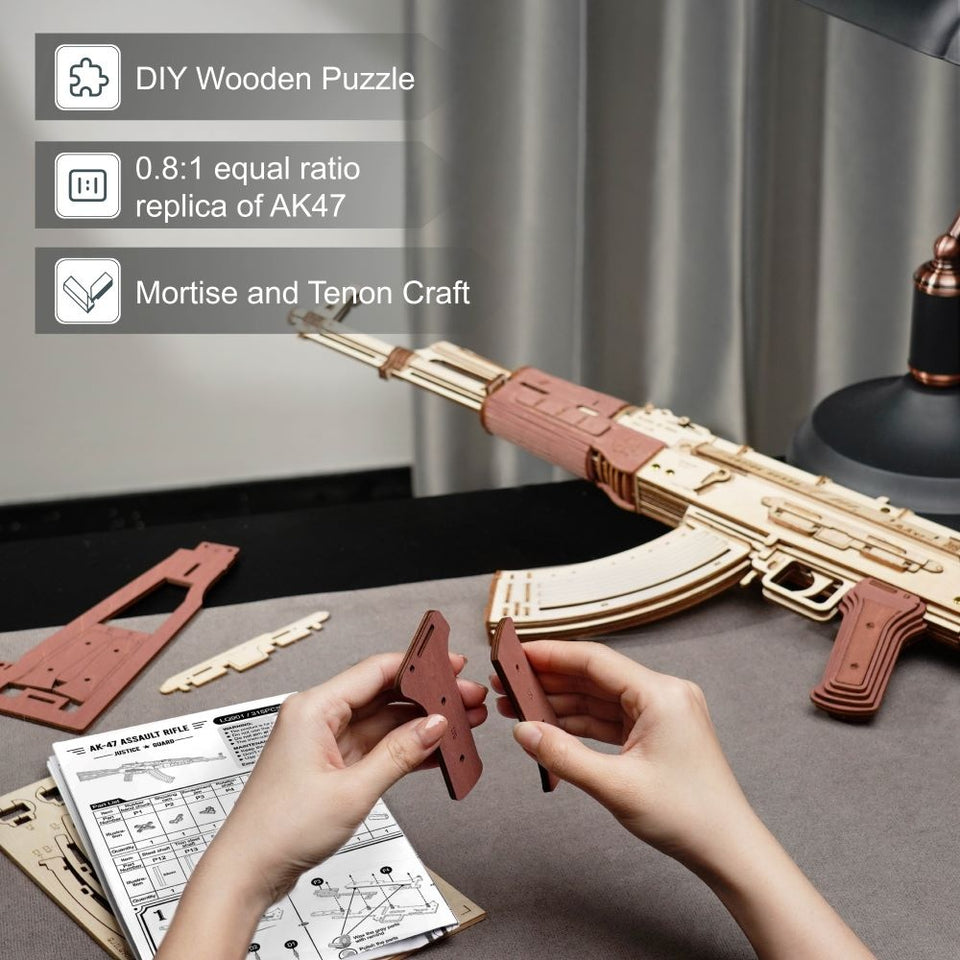 3D Wooden Puzzle Automatic Rifle AK-47