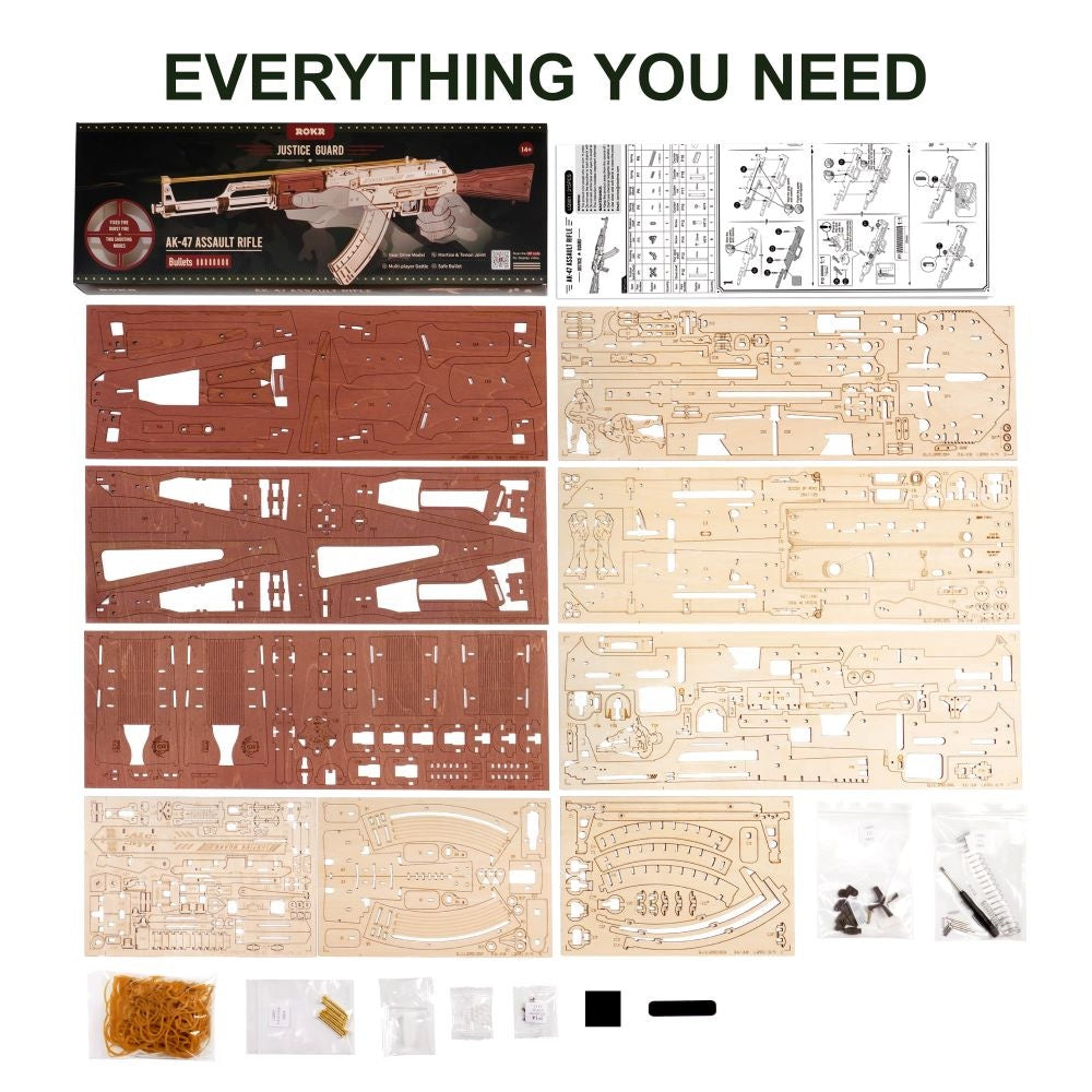 3D Wooden Puzzle Automatic Rifle AK-47