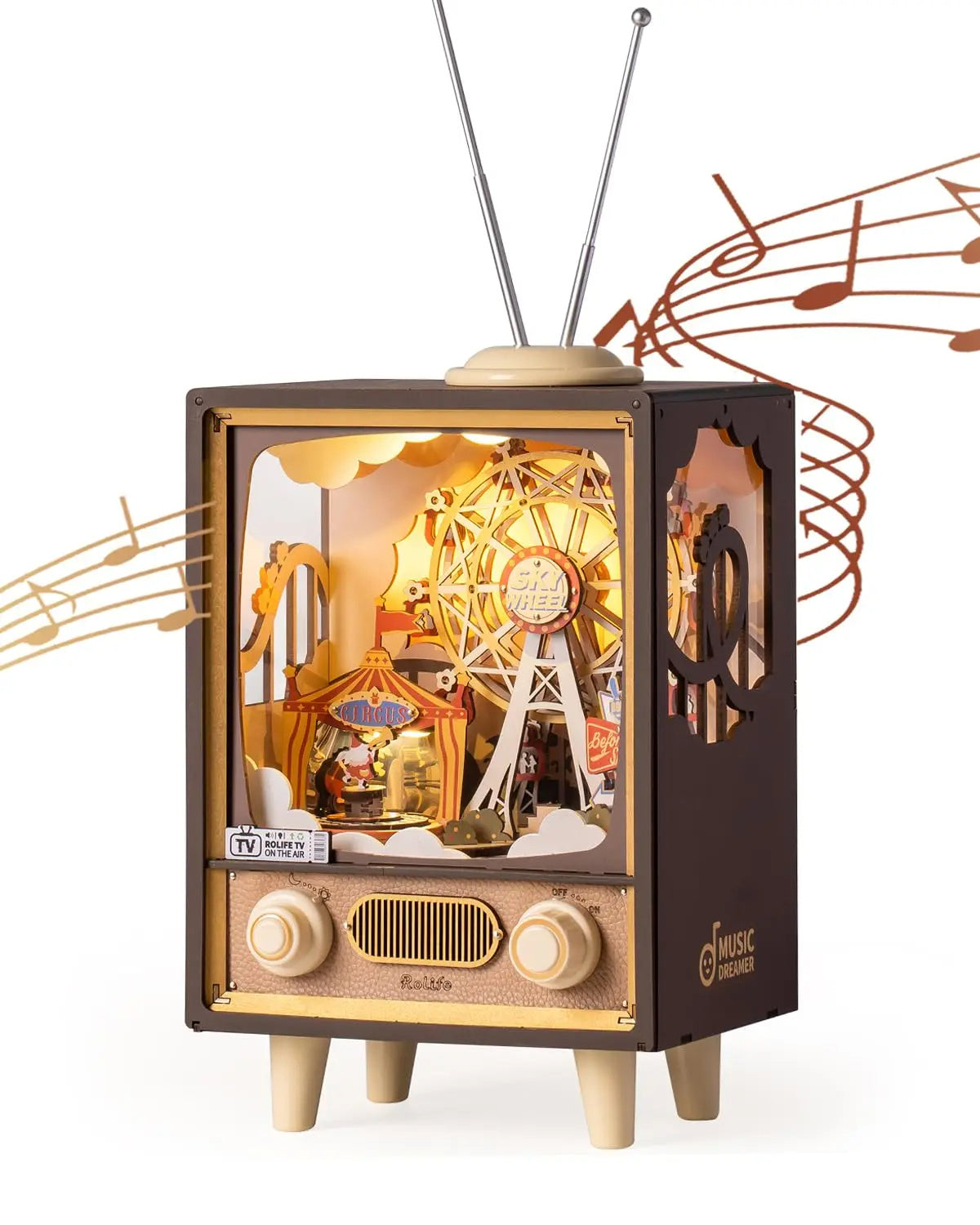3D Wooden Puzzle Sunset Carnival Music Box With Lights