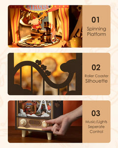 3D Wooden Puzzle Sunset Carnival Music Box With Lights