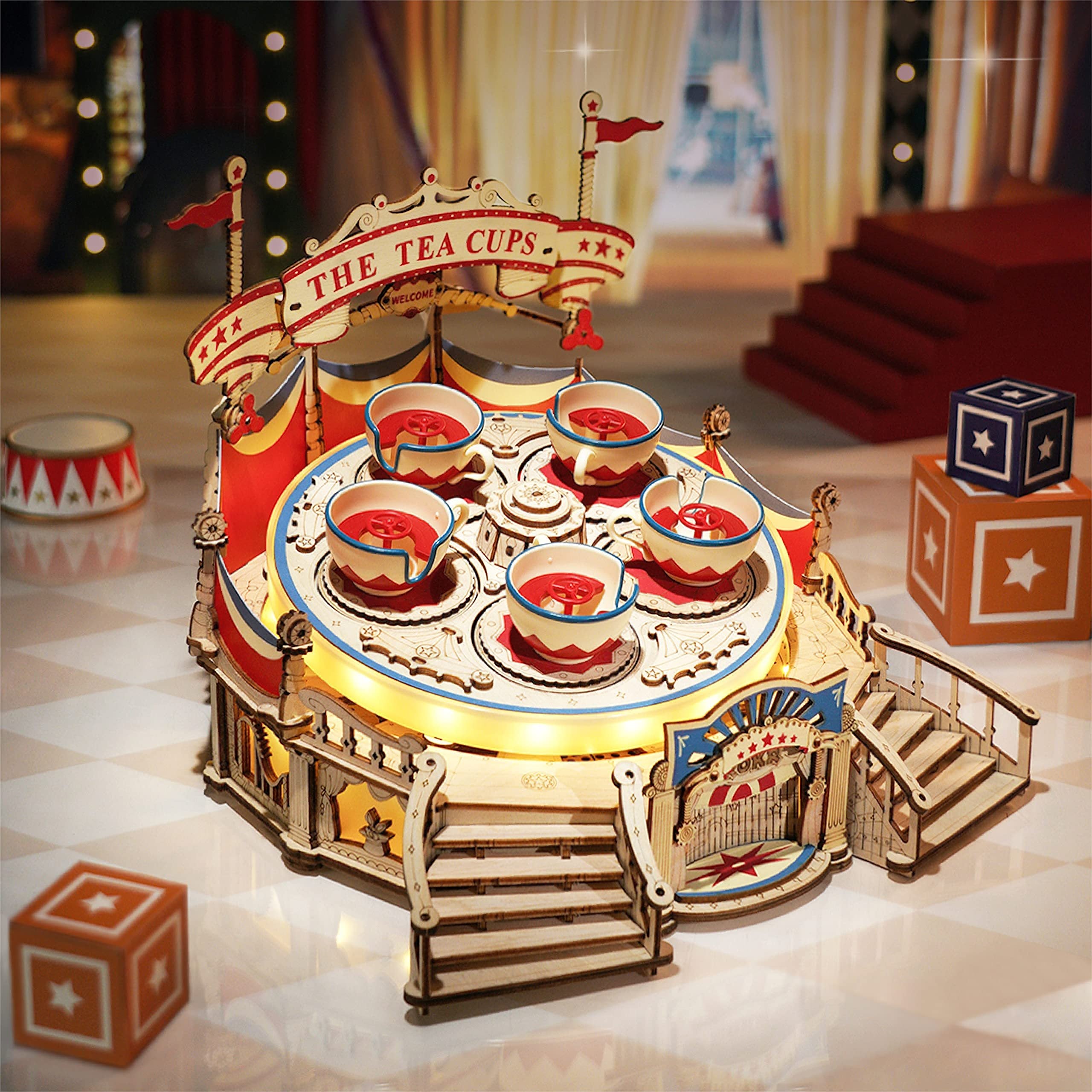 3D Wooden Puzzle Tilt-A-Whirl Music Box