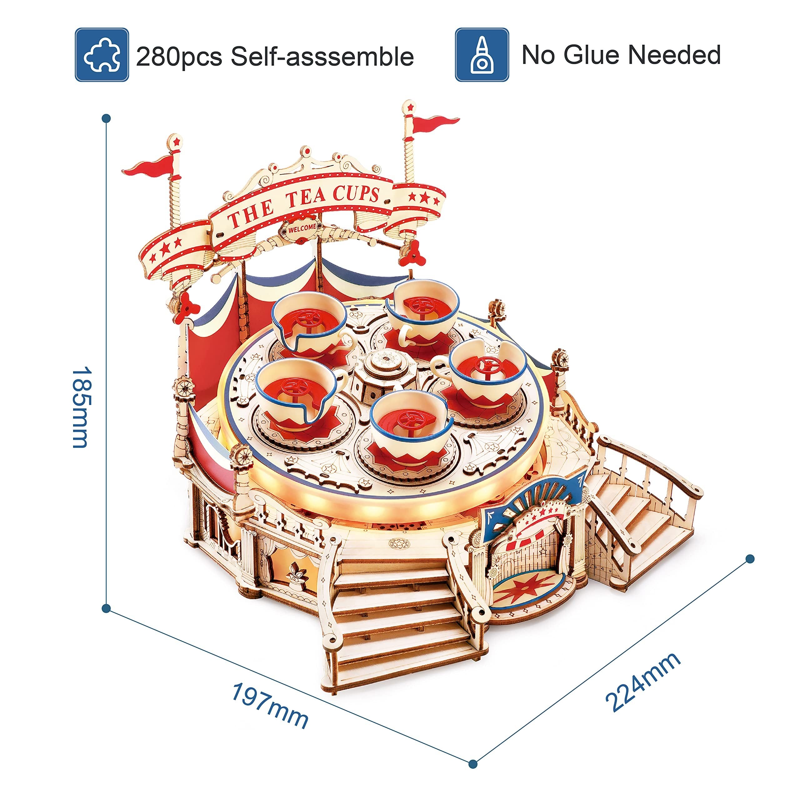 3D Wooden Puzzle Tilt-A-Whirl Music Box