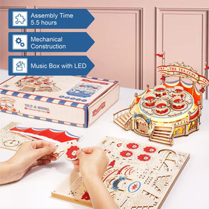 3D Wooden Puzzle Tilt-A-Whirl Music Box