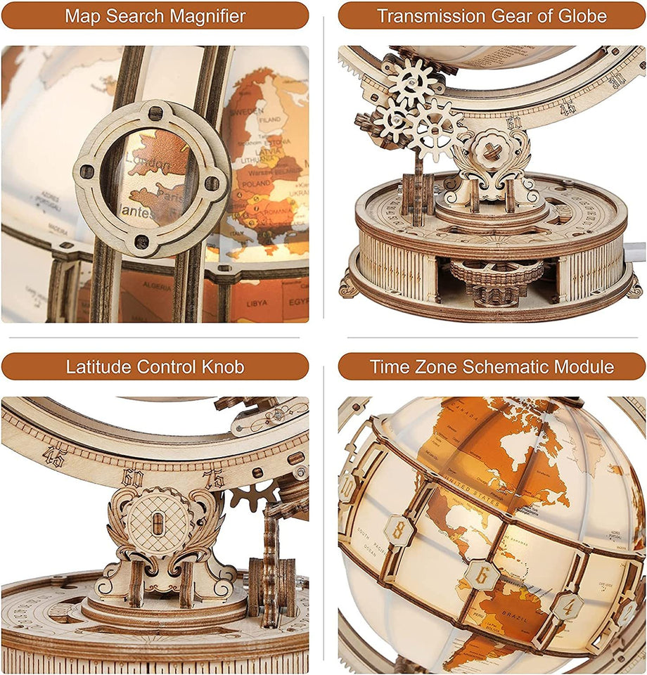 3D Wooden Puzzle Luminous Globe 180PCS Model