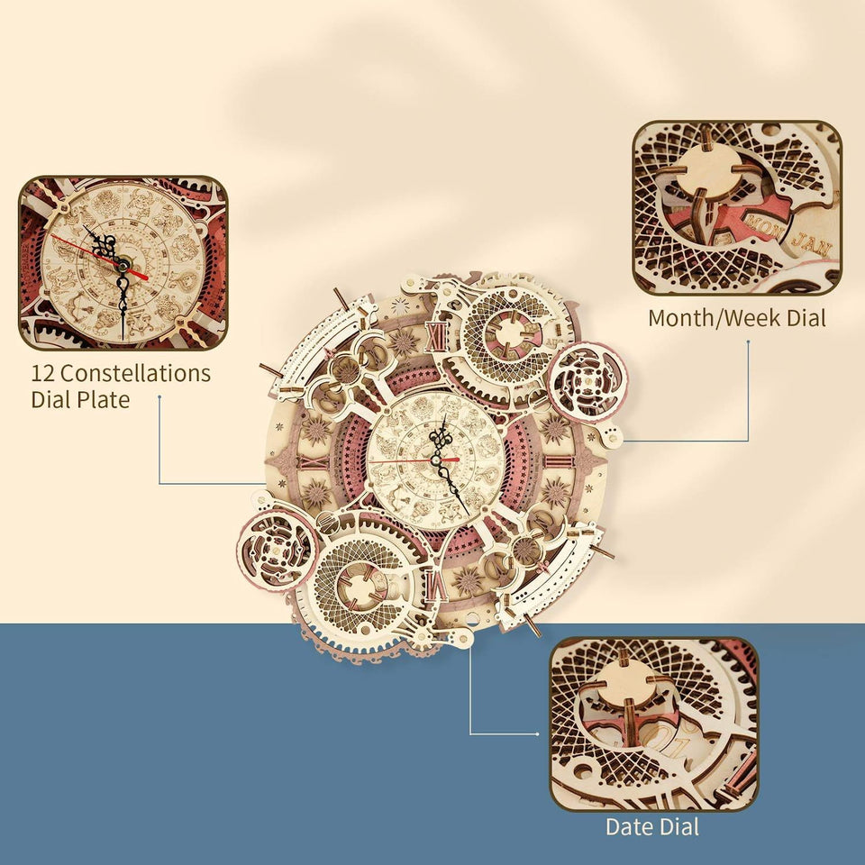 3D Wooden Puzzle Time Wall Clock