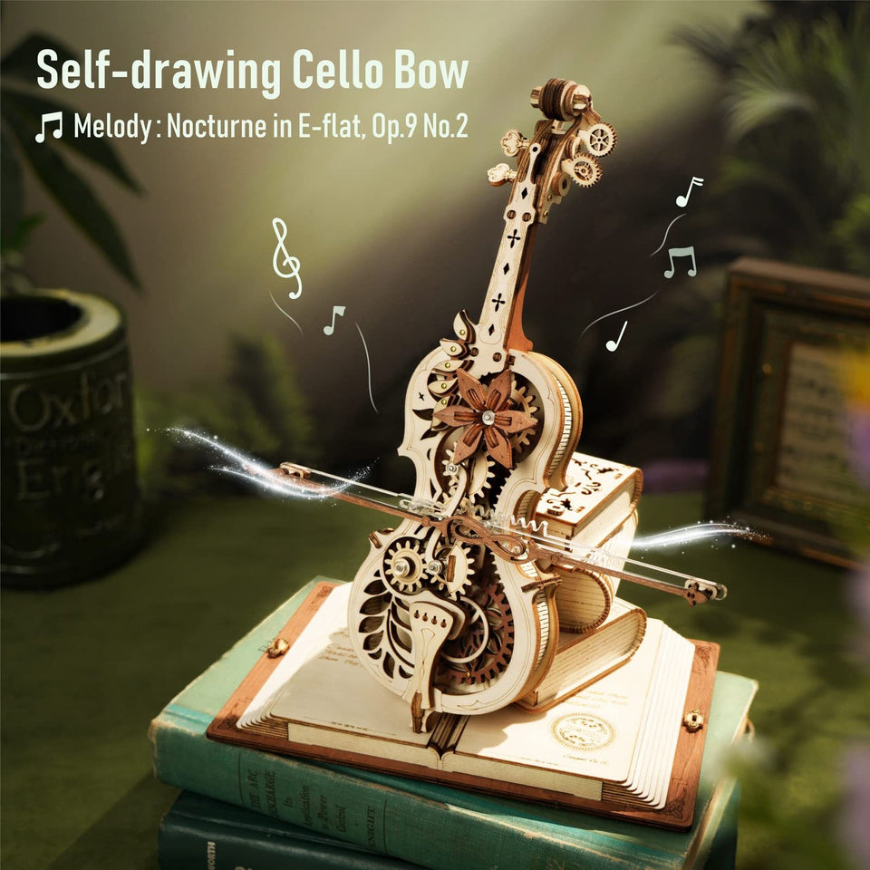 3D Wooden Puzzle Magic Cello Mechanical Music Box