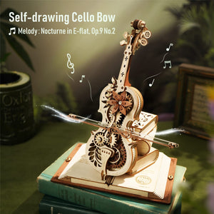 3D Wooden Puzzle Magic Cello Mechanical Music Box