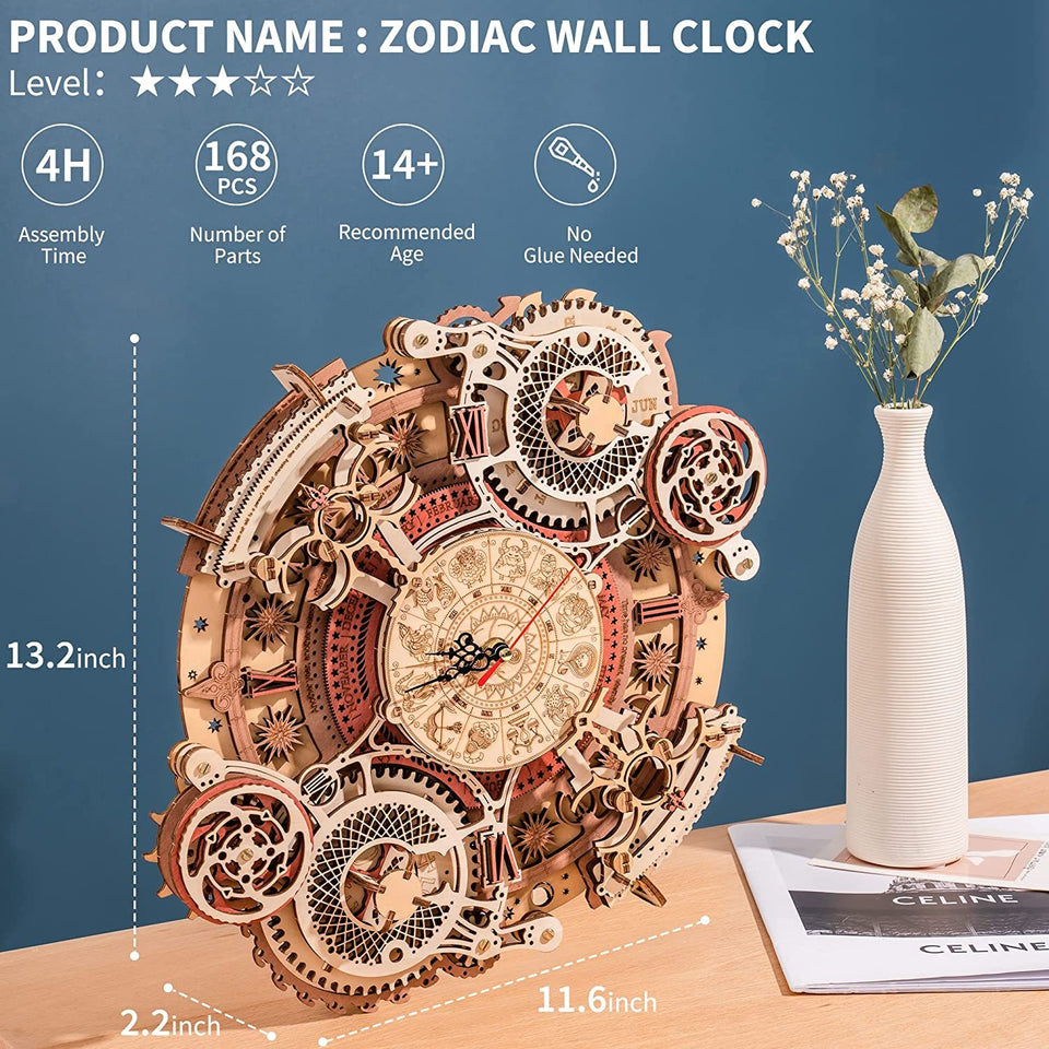 3D Wooden Puzzle Time Wall Clock