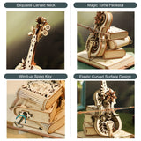 3D Wooden Puzzle Magic Cello Mechanical Music Box