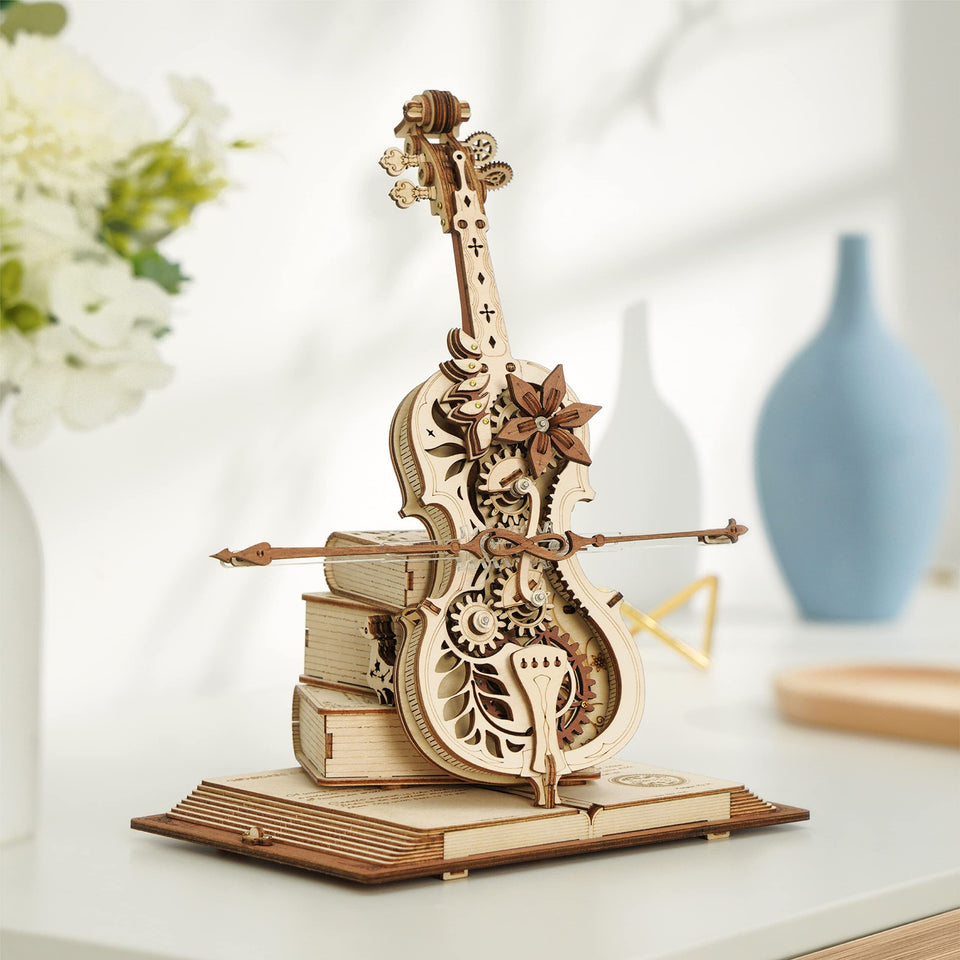 3D Wooden Puzzle Magic Cello Mechanical Music Box