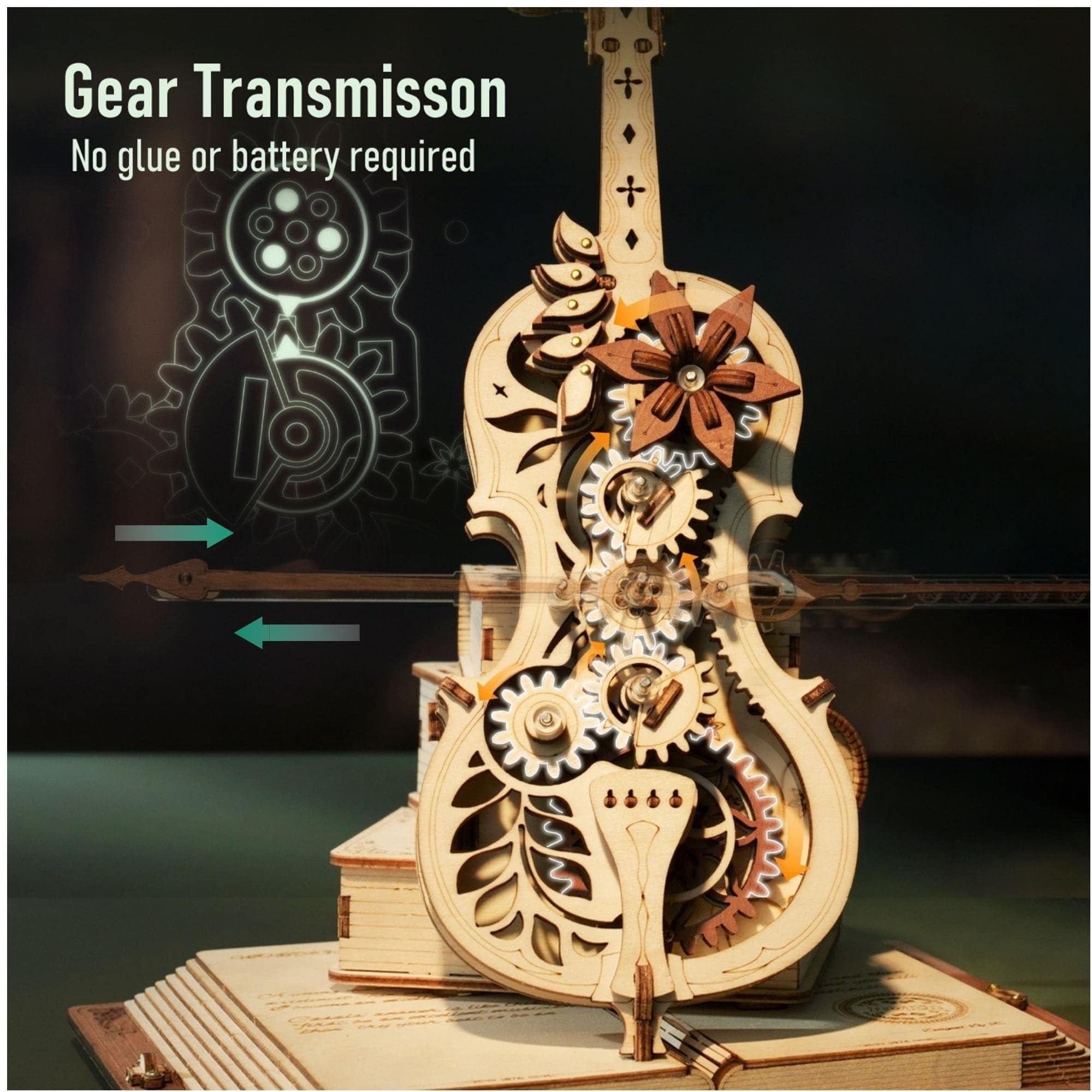 3D Wooden Puzzle Magic Cello Mechanical Music Box