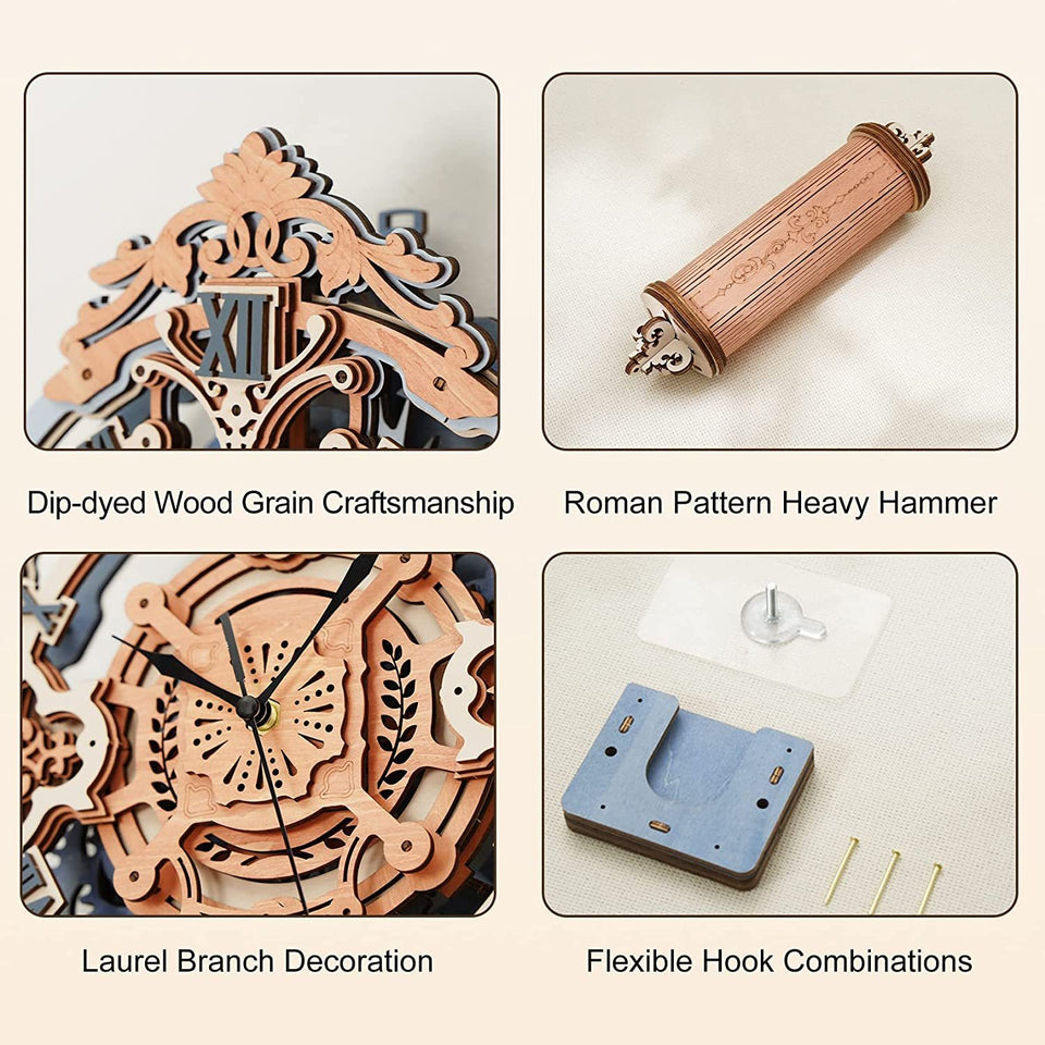 3D Wooden Puzzle Time Wall Clock