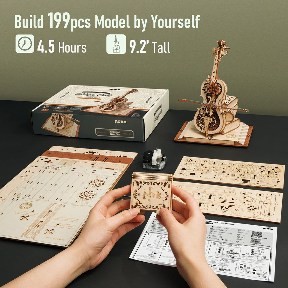 3D Wooden Puzzle Magic Cello Mechanical Music Box