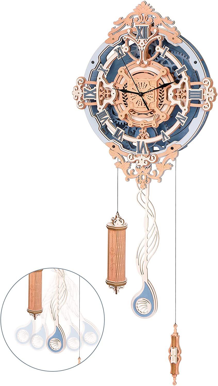 3D Wooden Puzzle Time Wall Clock