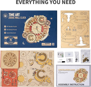 3D Wooden Puzzle Time Wall Clock