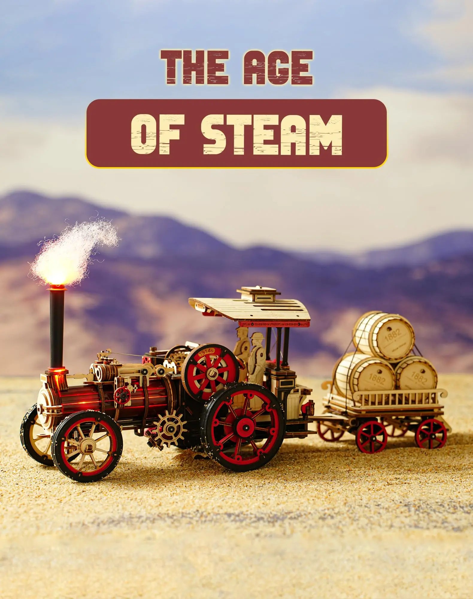 3D Wooden Puzzle Car Steam Engine