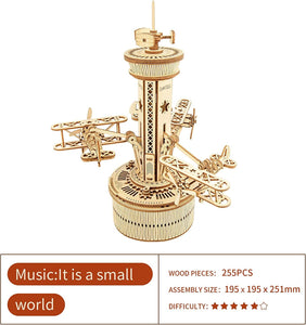 3D Wooden Puzzle Air traffic control tower Musical Box