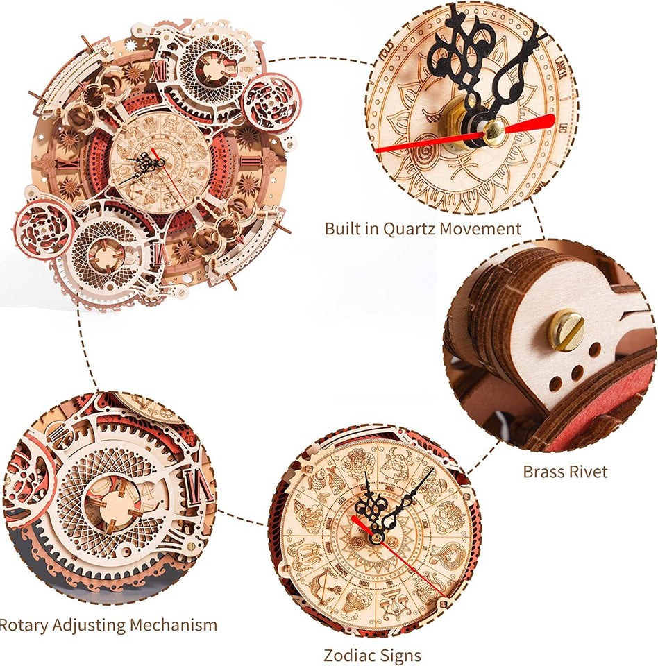 3D Wooden Puzzle Time Wall Clock