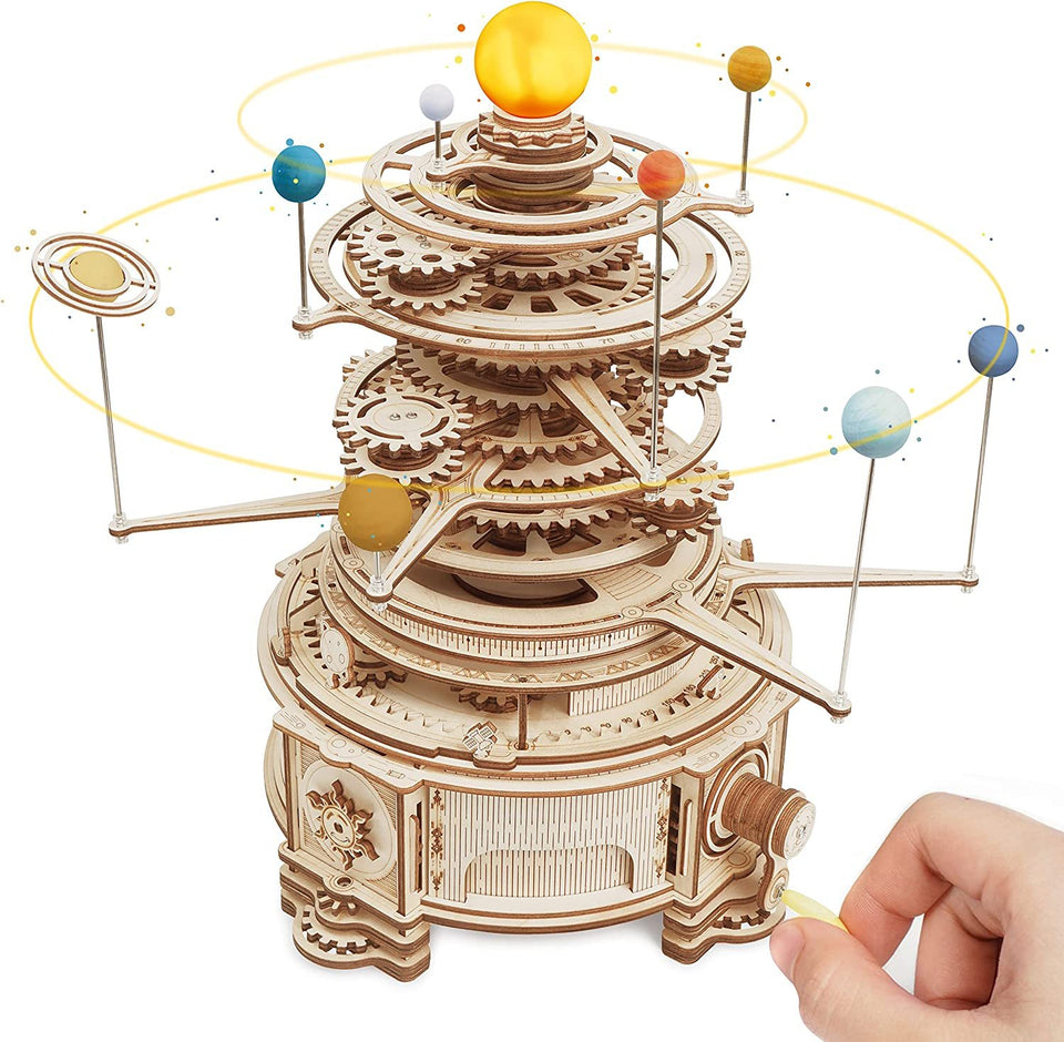 3D Wooden Puzzle Rotatable Mechanical Orrery