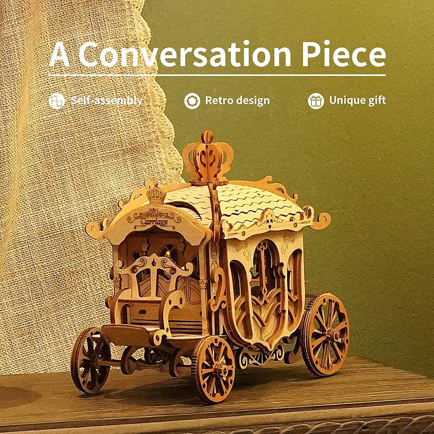 3D Wooden Puzzle Vintage Car/carriage Model