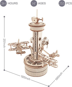 3D Wooden Puzzle Air traffic control tower Musical Box