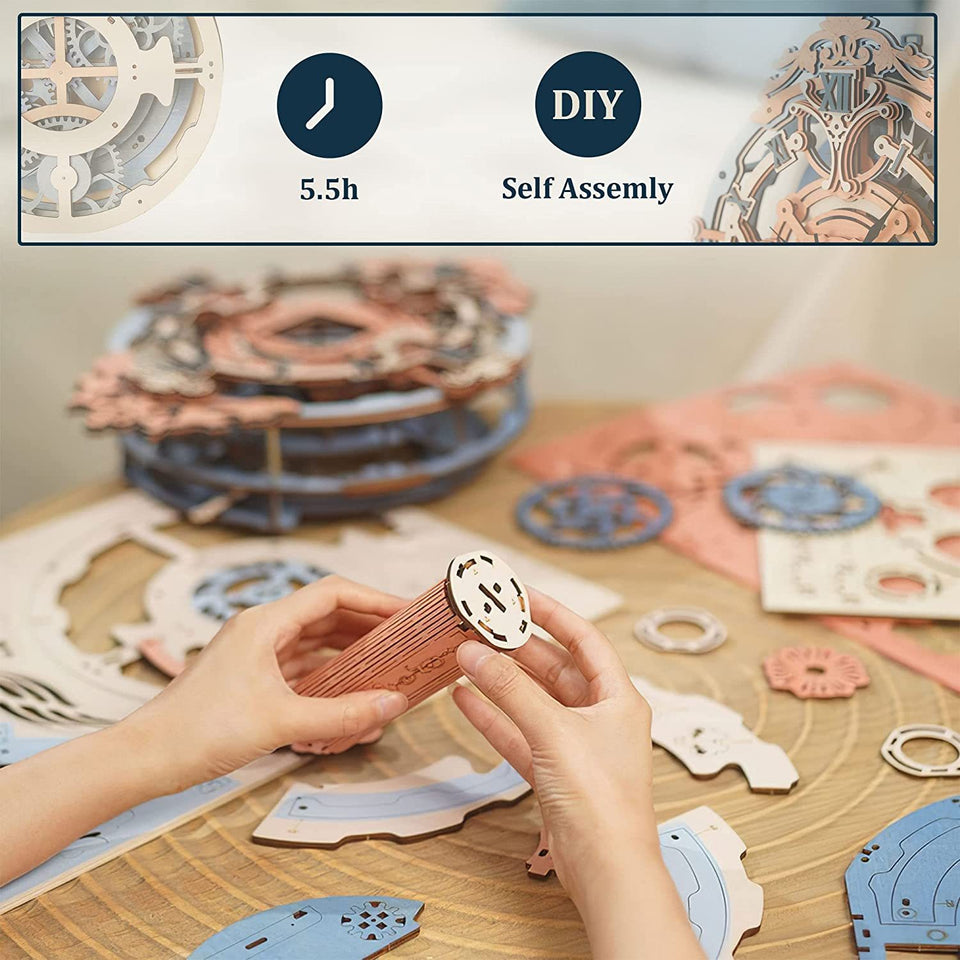 3D Wooden Puzzle Time Wall Clock